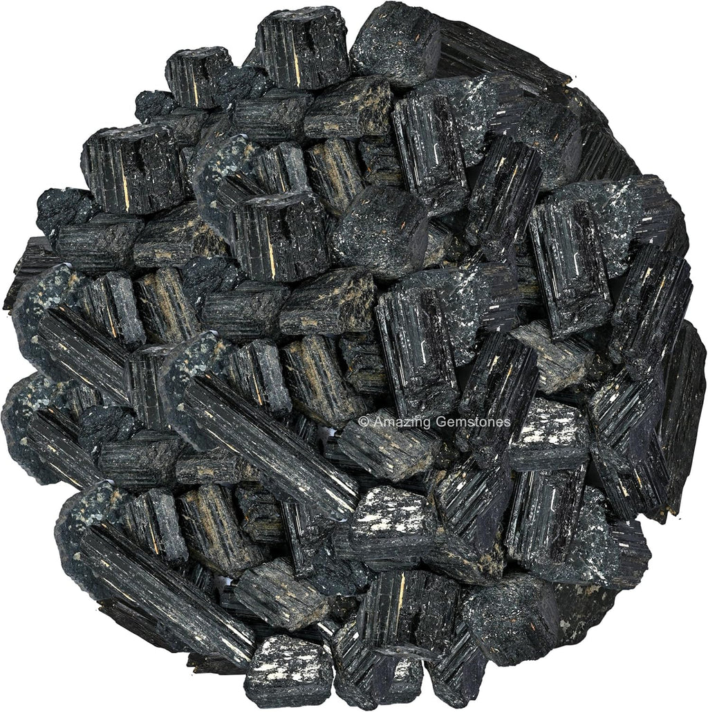 Amazing Gemstone Black Tourmaline Raw Crystals and Healing Stones, Natural Rocks for Tumbling and DIY Raw Stones and Crystals (1 lb)