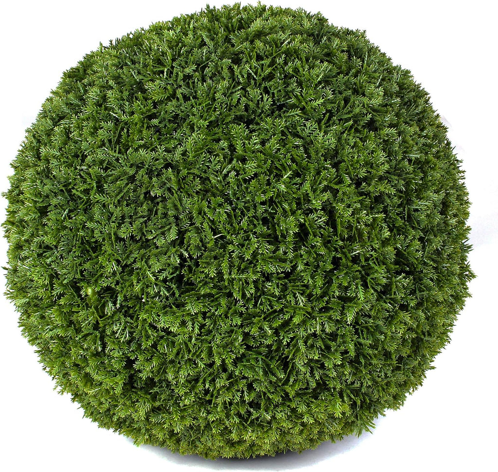 3rd Street Inn XL Cypress Topiary Ball - Artificial Plant Set - Indoor/Outdoor Wedding Party Decor - Faux Foliage Garden Sphere - Tree and Bush Substitute (19")