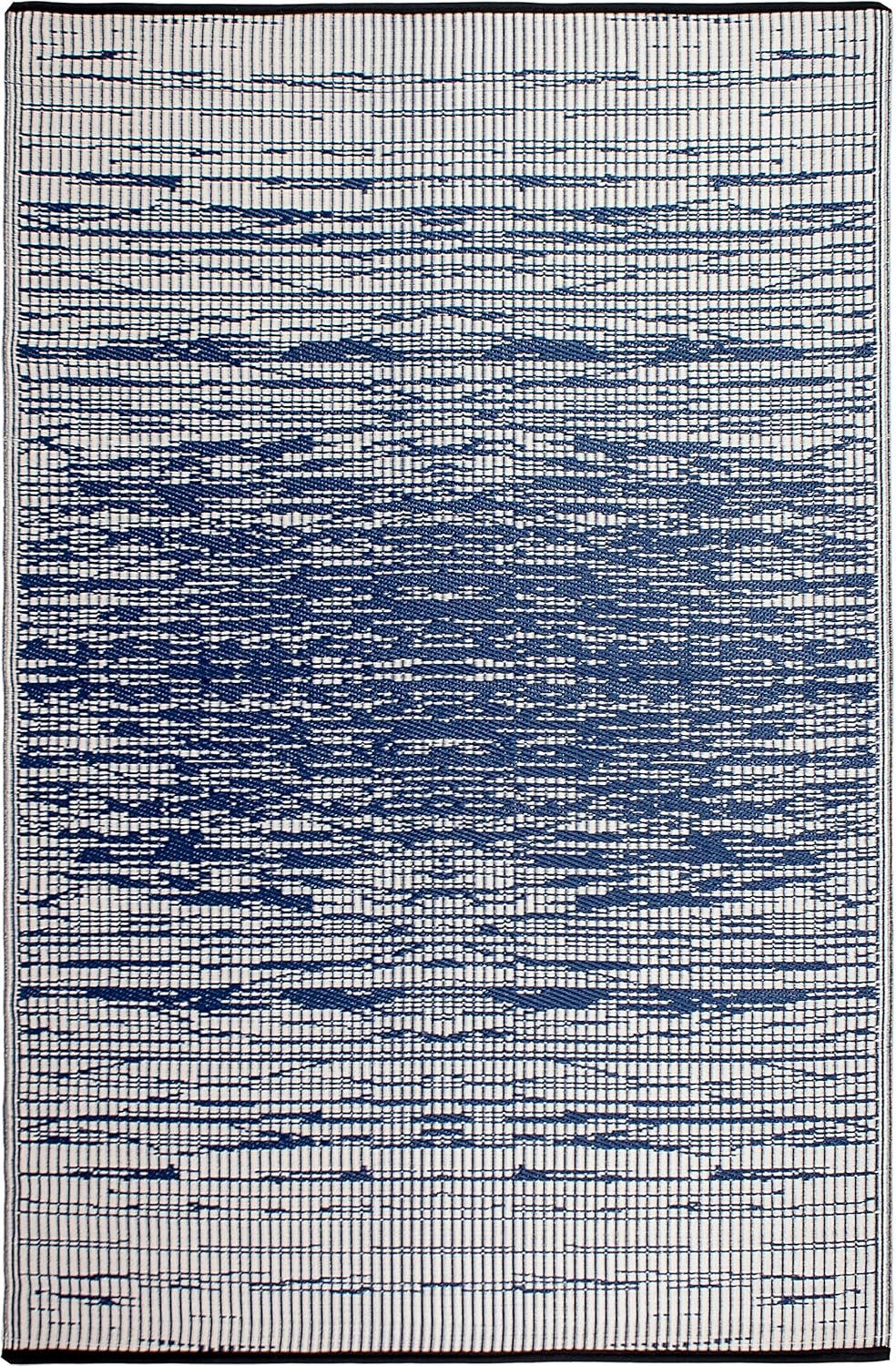 Fab Habitat Abstract Distressed Stripes Outdoor Rug - Waterproof, Fade Resistant, Crease-Free, Reversible - Premium Recycled Plastic - Patio Porch Balcony Deck - Brooklyn Blue - 8x10 ft