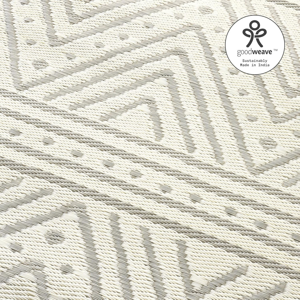 Fab Habitat Chevron Outdoor Rug - Waterproof, Fade Resistant, Crease-Free - Premium Recycled Plastic - Striped - Patio, Porch, Deck, Balcony - Patan - Beige - 5 x 8 ft