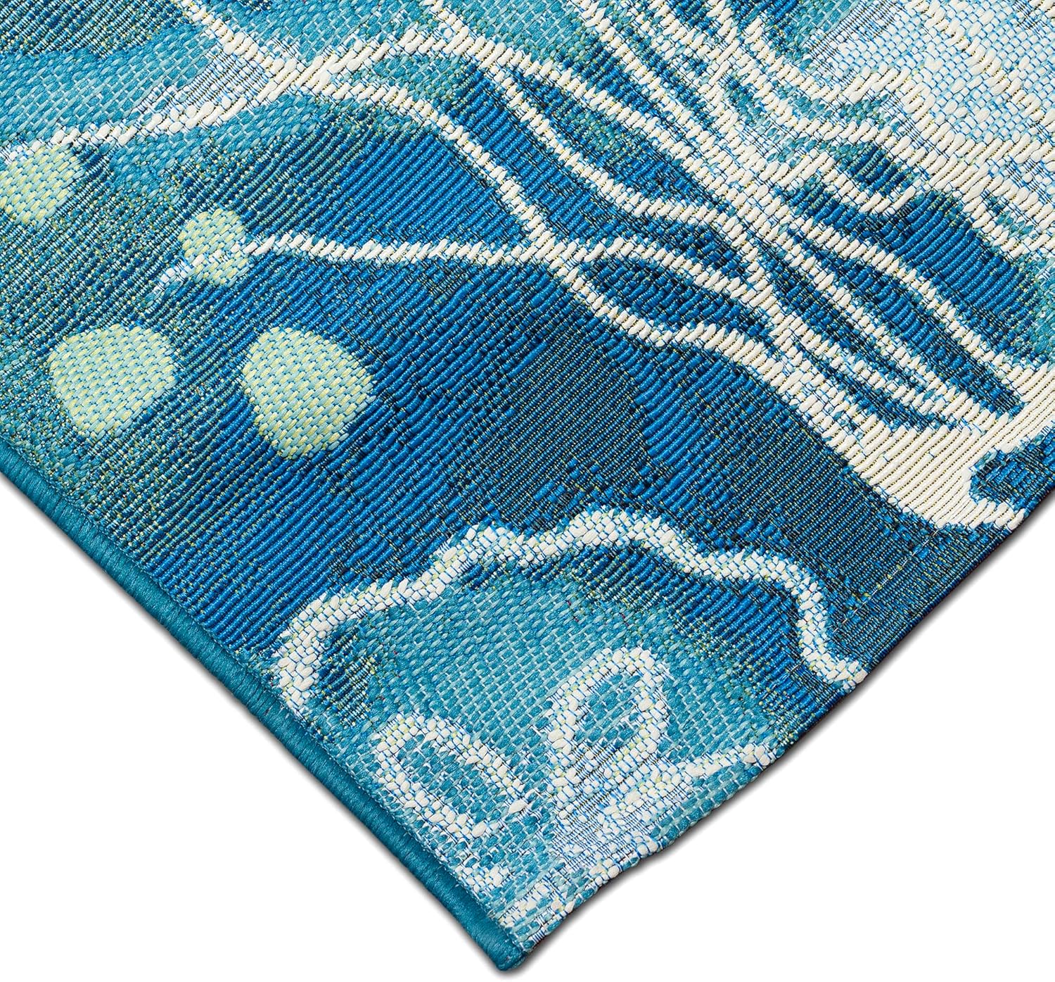 Liora Manne Marina Indoor/Outdoor Power Loomed Synthetic Blend Low Profile Area Rug - Contemporary Graphic Coastal Beach Colorful (Jelly Fish Bloom) (8'10" x 11'9")