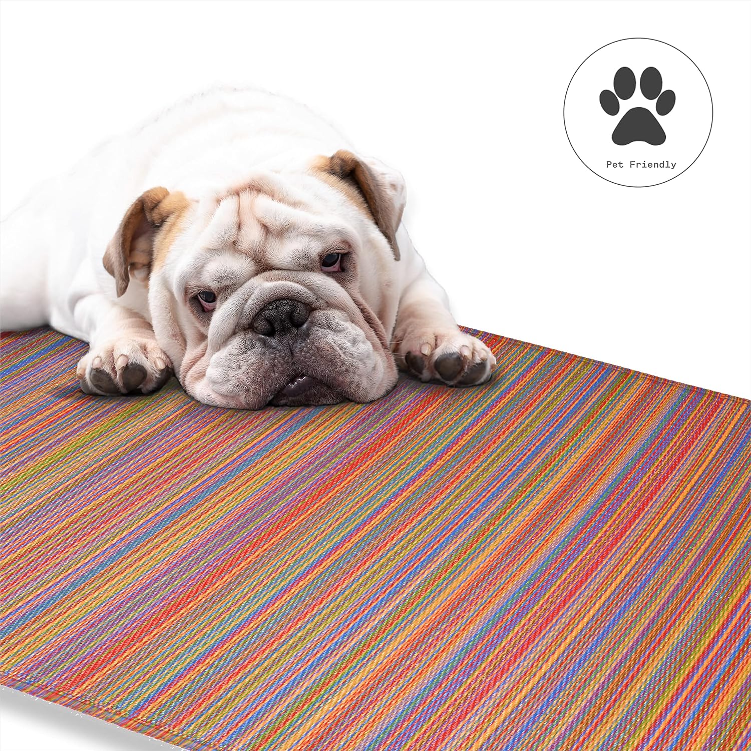 Fab Habitat Outdoor Rug - Waterproof, Fade Resistant, Crease-Free - Premium Recycled Plastic - Striped - Porch, Deck, Balcony, Hallway, Poolside - Cancun - Multicolor - 2.5 x 8 ft Runner