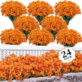 24 Bundles Artificial Mums for Outdoors/Indoors Faux Mums for Outdoor Planters, Fall Flowers Artificial for Decoration Garden Porch Window Box Home Wedding Farmhouse