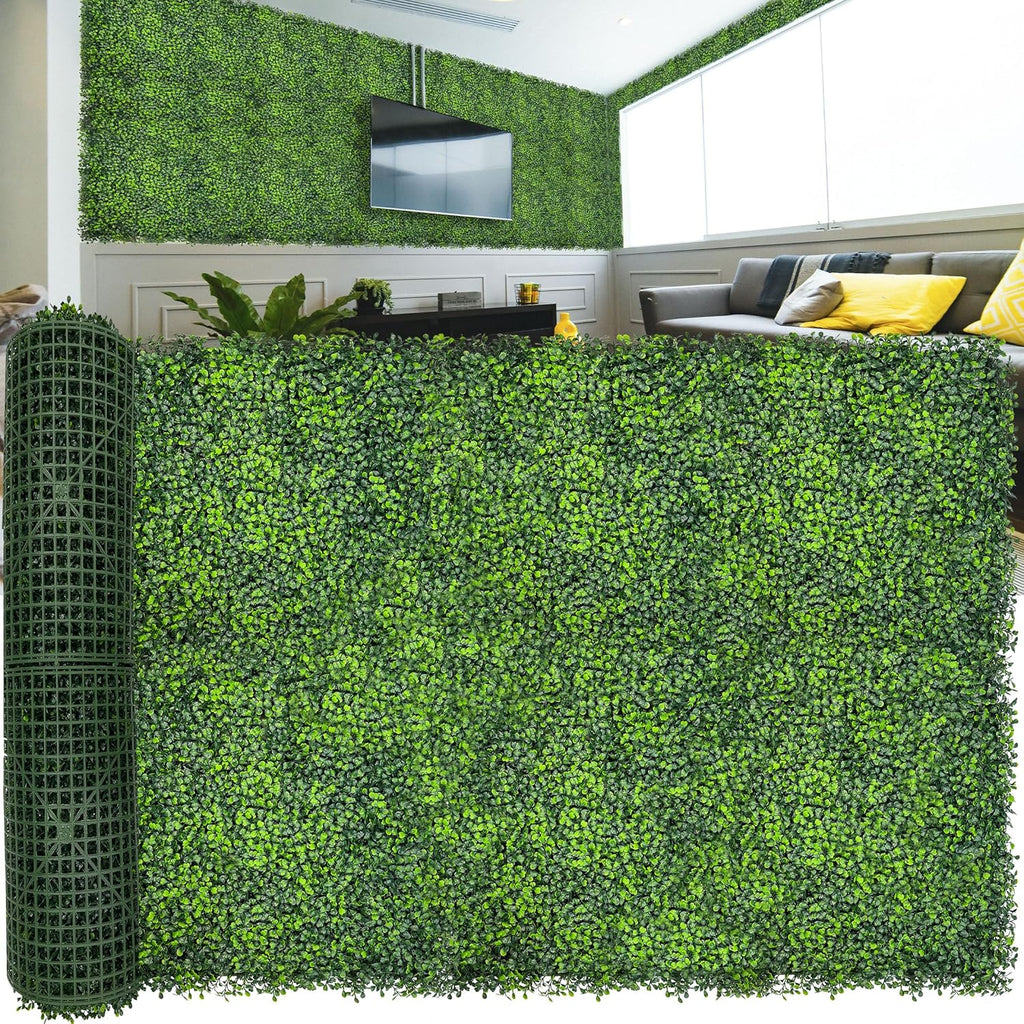 Artificial Ivy Privacy Fence Screen: 120"x 40" (33.5 SQFT) UV-Anti Faux Boxwood Roll Grass Wall Panels for Patio Balcony Privacy, Garden, Backyard Greenery Wall Backdrop Decor