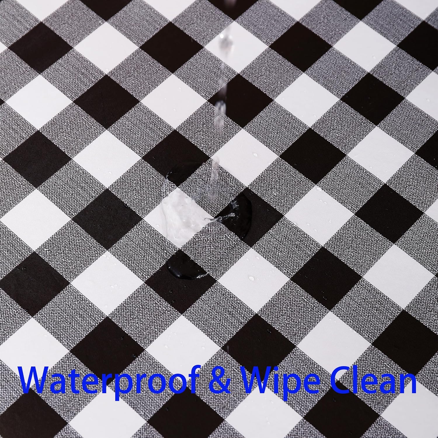 Heavy Duty Vinyl Tablecloth with Flannel Backing Waterproof Oil-Proof Plastic Table Cloth Stain-Resistant Wipeable Rectangle or Square Table Cover for Indoor and Outdoor (Black Checkered, 60x102 Inch)