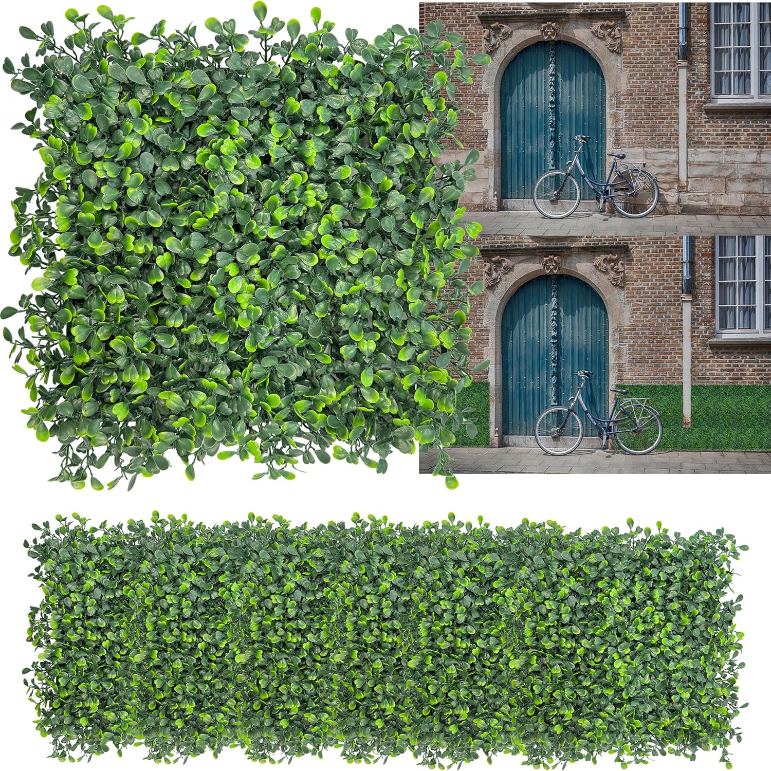 Artificial Grass Wall Backdrop: 10"x 10"(26P) Boxwood Faux Green Wall Panels for Interior Wall, Greenery Wall,Garden and Indoor Outdoor Plant Decor