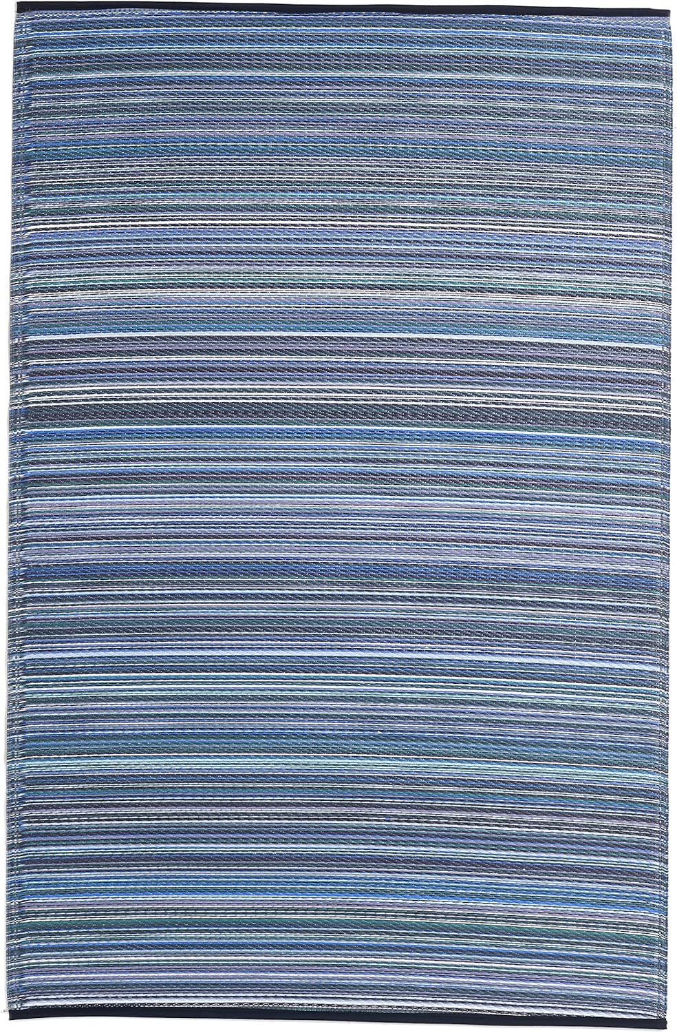 Fab Habitat Outdoor Rug - Waterproof, Fade Resistant, Crease-Free - Premium Recycled Plastic - Striped - Porch, Deck, Balcony, Mudroom, Laundry Room, Patio - Cancun - Indigo - 3 x 5 ft
