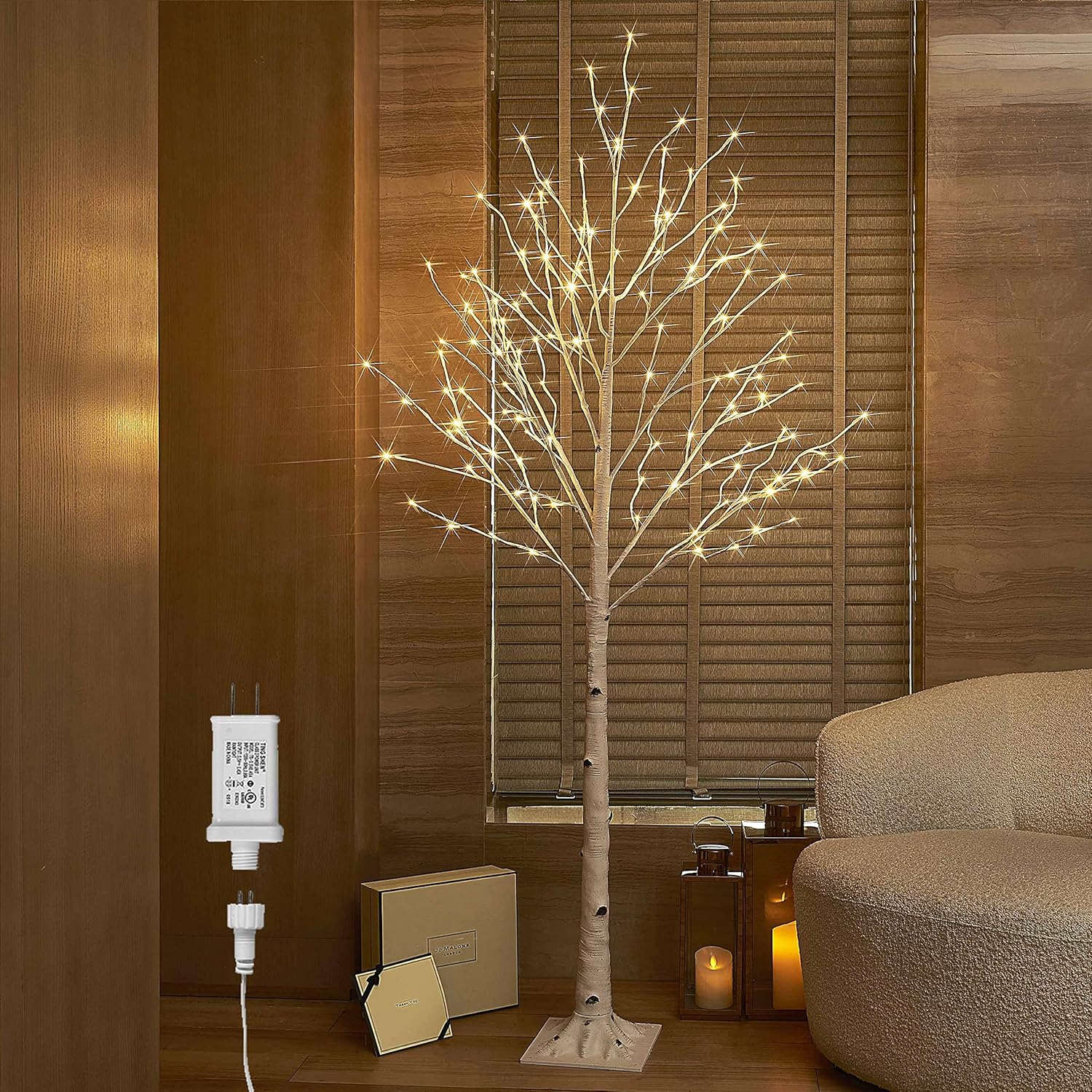 Hairui Lighted White Birch Tree 6FT, Twig Tree with Lights Plug in for Christmas Wedding Party Easter Decorations Indoor Outdoor Use