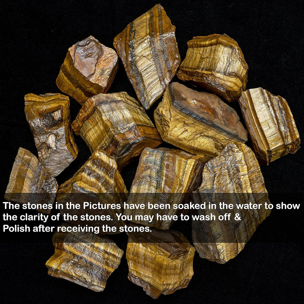 Crocon 1LB Tiger Eye Bulk Raw Rough Rock Natural Stones Tumbling Cabbing for Chakra Stone Balancing Reiki Healing Good Luck Spiritual Meditation Home Interior Office Decor