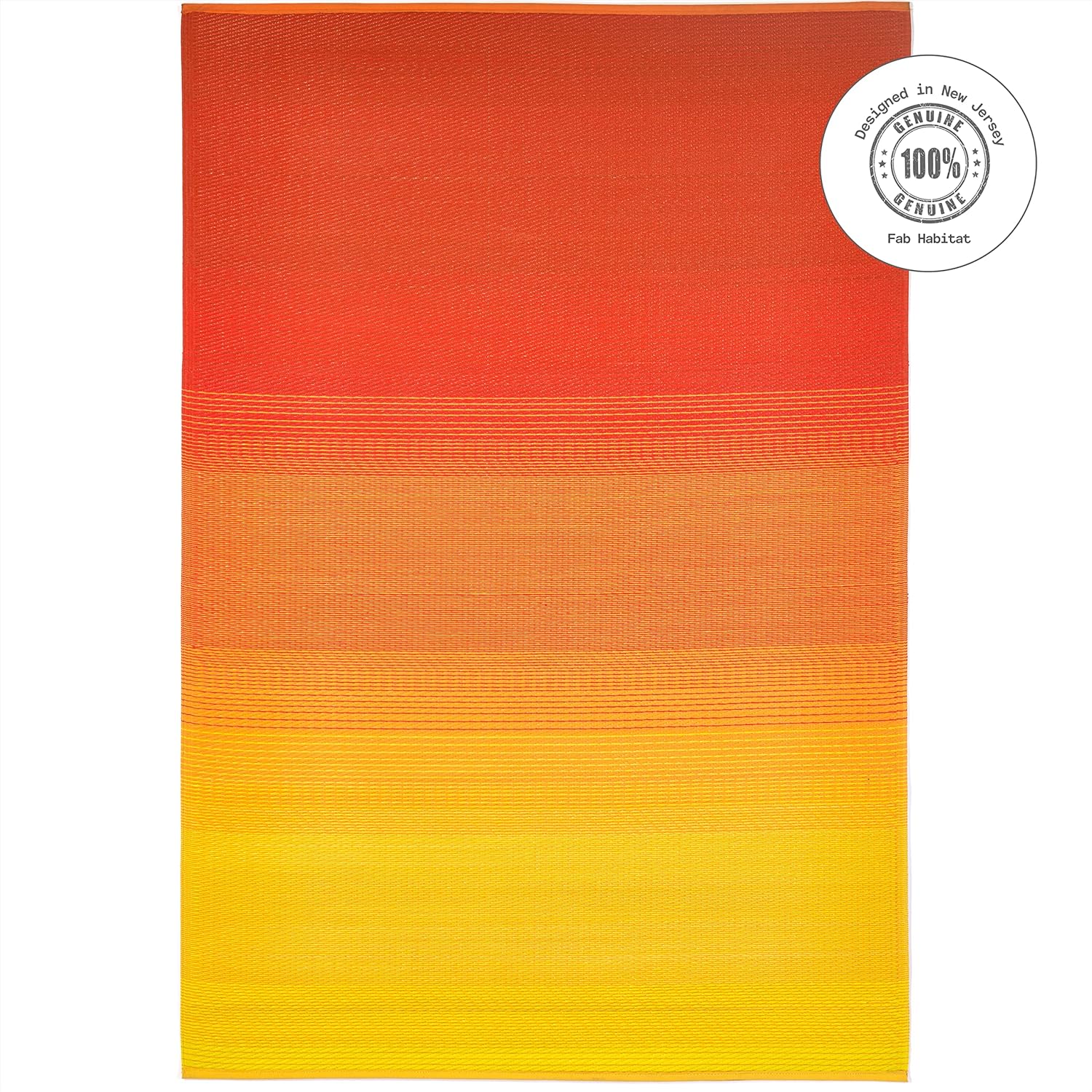 Fab Habitat Outdoor Rug - Waterproof, Fade Resistant, Crease-Free - Premium Recycled Plastic - Ombre Stripe- Porch, Deck, Balcony, Mudroom, Laundry Room, Patio - Big Sur - Sunset - 3 x 5 ft