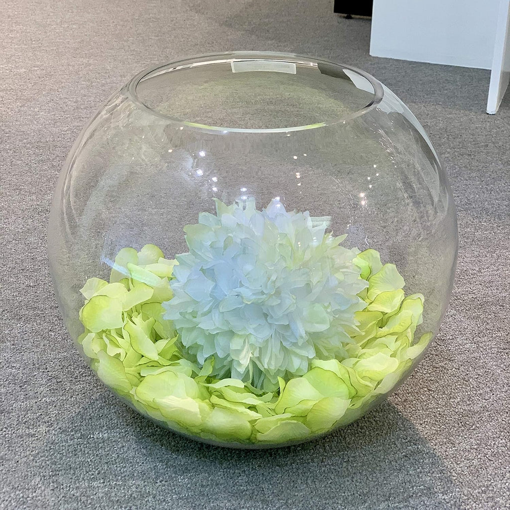 WGV Large Bowl Glass Vase, Diameter 12", Height 10", (Multiple Sizes Choices) Clear Round Bubble Vase Jar, Floral Planter Terrarium for Wedding Event Home Decor, 1 Piece (VBW1210)