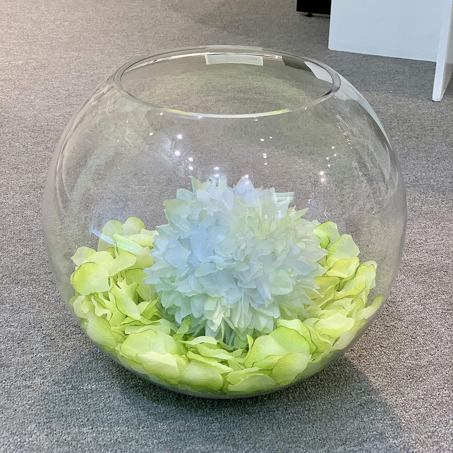 WGV Large Bowl Glass Vase, Diameter 12", Height 10", (Multiple Sizes Choices) Clear Round Bubble Vase Jar, Floral Planter Terrarium for Wedding Event Home Decor, 1 Piece (VBW1210)