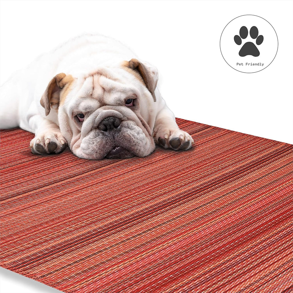 Fab Habitat Outdoor Rug - Waterproof, Fade Resistant, Crease-Free - Premium Recycled Plastic - Striped - Porch, Deck, Balcony, Hallway, Poolside - Cancun - Sunset - 2.5 x 8 ft Runner