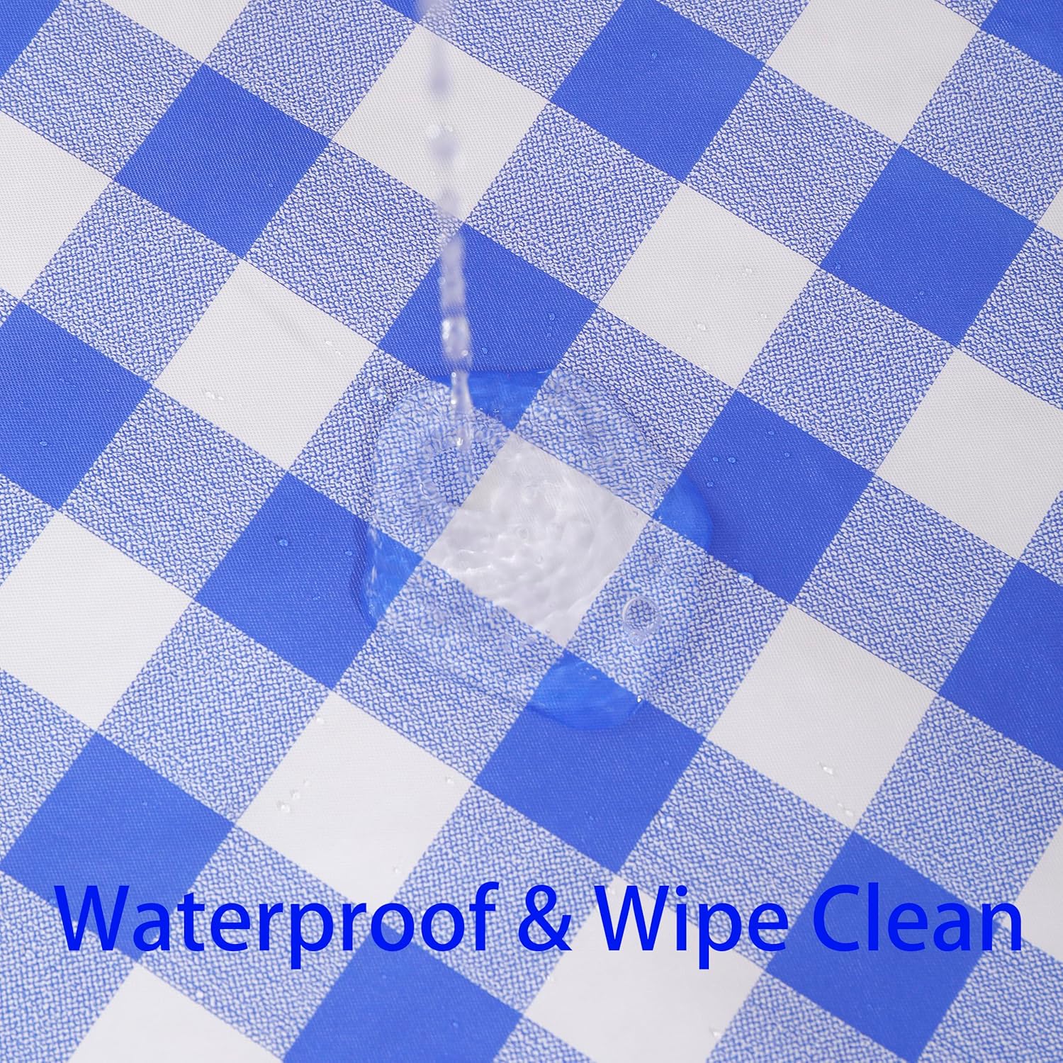 Heavy Duty Vinyl Tablecloth with Flannel Backing Waterproof Oil-Proof Plastic Table Cloth Stain-Resistant Wipeable Rectangle or Square Table Cover for Indoor and Outdoor (Blue Checkered, 60x84 Inch)