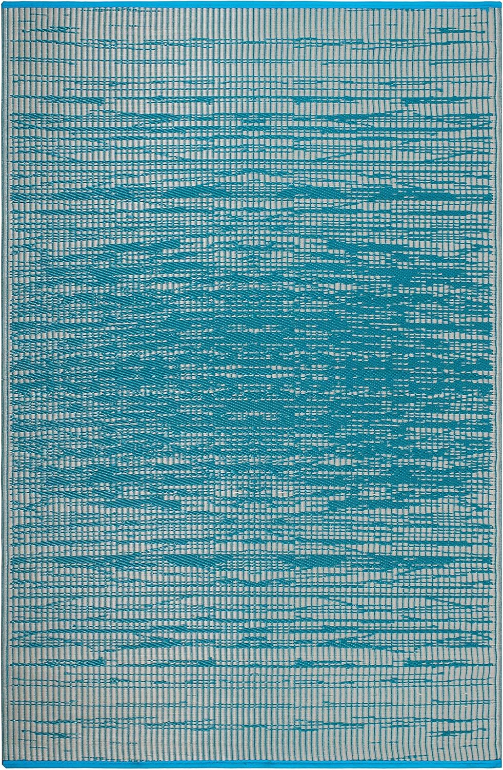 Fab Habitat Outdoor Rug - Waterproof, Fade Resistant, Crease-Free - Premium Recycled Plastic - Distressed Abstract - Porch, Deck, Balcony, Mudroom, Laundry Room, Patio - Brooklyn - Teal - 3 x 5 ft