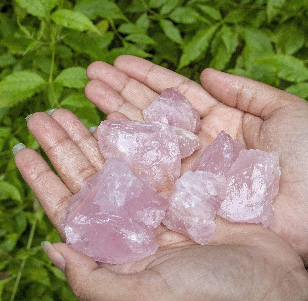 Crocon 2LB Rose Quartz Rough Bulk Natural Stone Raw Stone Tumbling Cabbing Polishing Mining Chakra Balancing Meditation Reiki Healing Good Luck Home Office Decor
