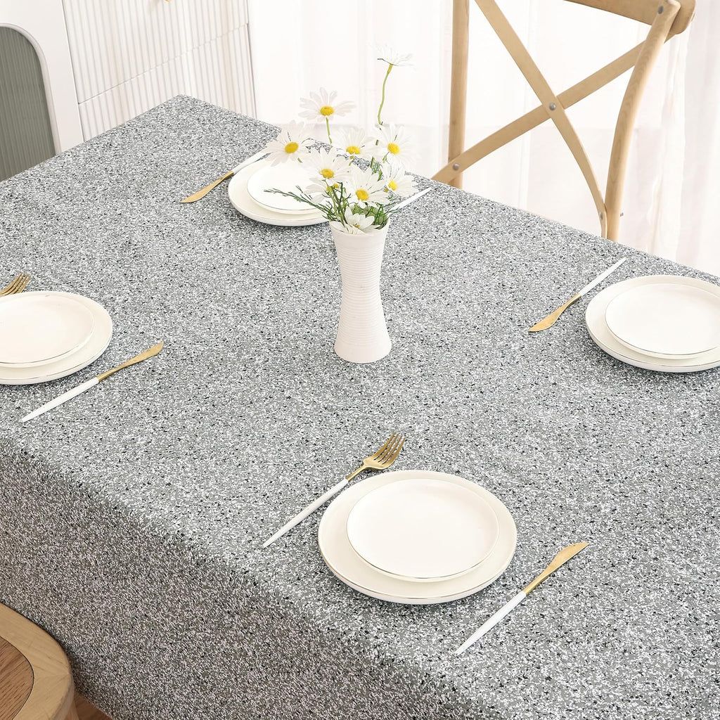 Walrus Heavy Duty Vinyl Tablecloth with Flannel Backing Waterproof Oil-Proof Plastic Table Cloth Stain-Resistant Wipeable Rectangle or Square Table Cover for Indoor and Outdoor (Grey, 52X70 Inch)
