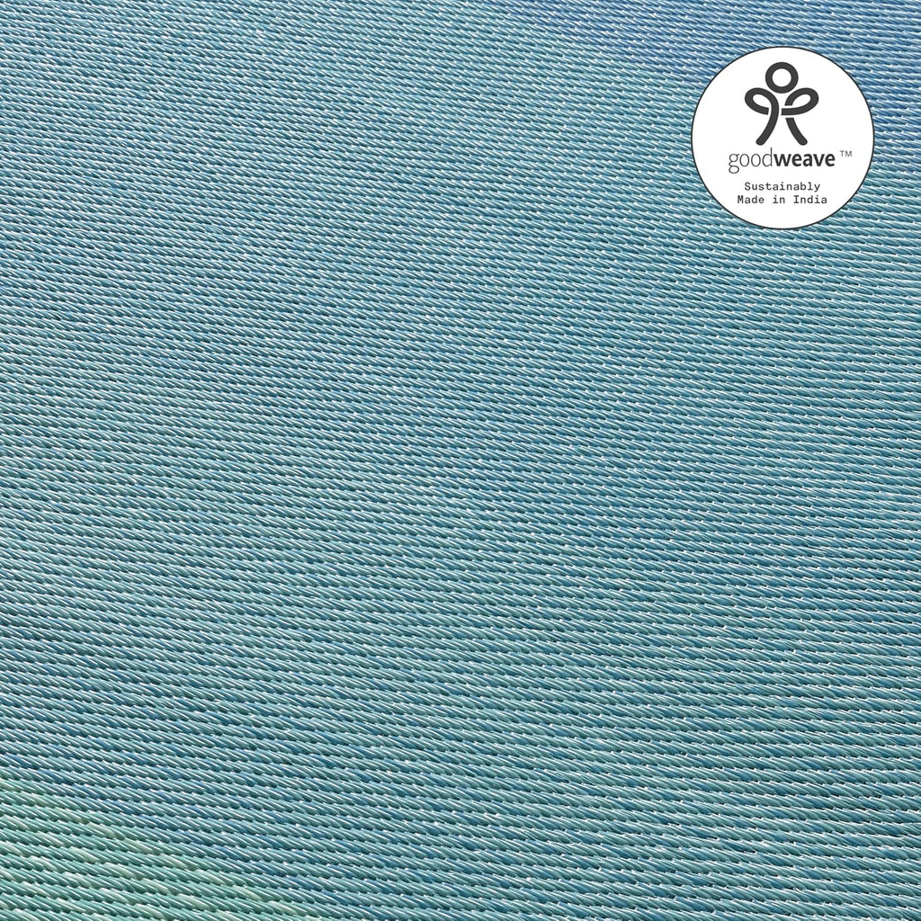 Fab Habitat Outdoor Rug - Waterproof, Fade Resistant, Crease-Free - Premium Recycled Plastic - Ombre - Porch, Deck, Balcony, Hallway, Poolside - Big Sur - Teal - 2.5 x 8 ft Runner