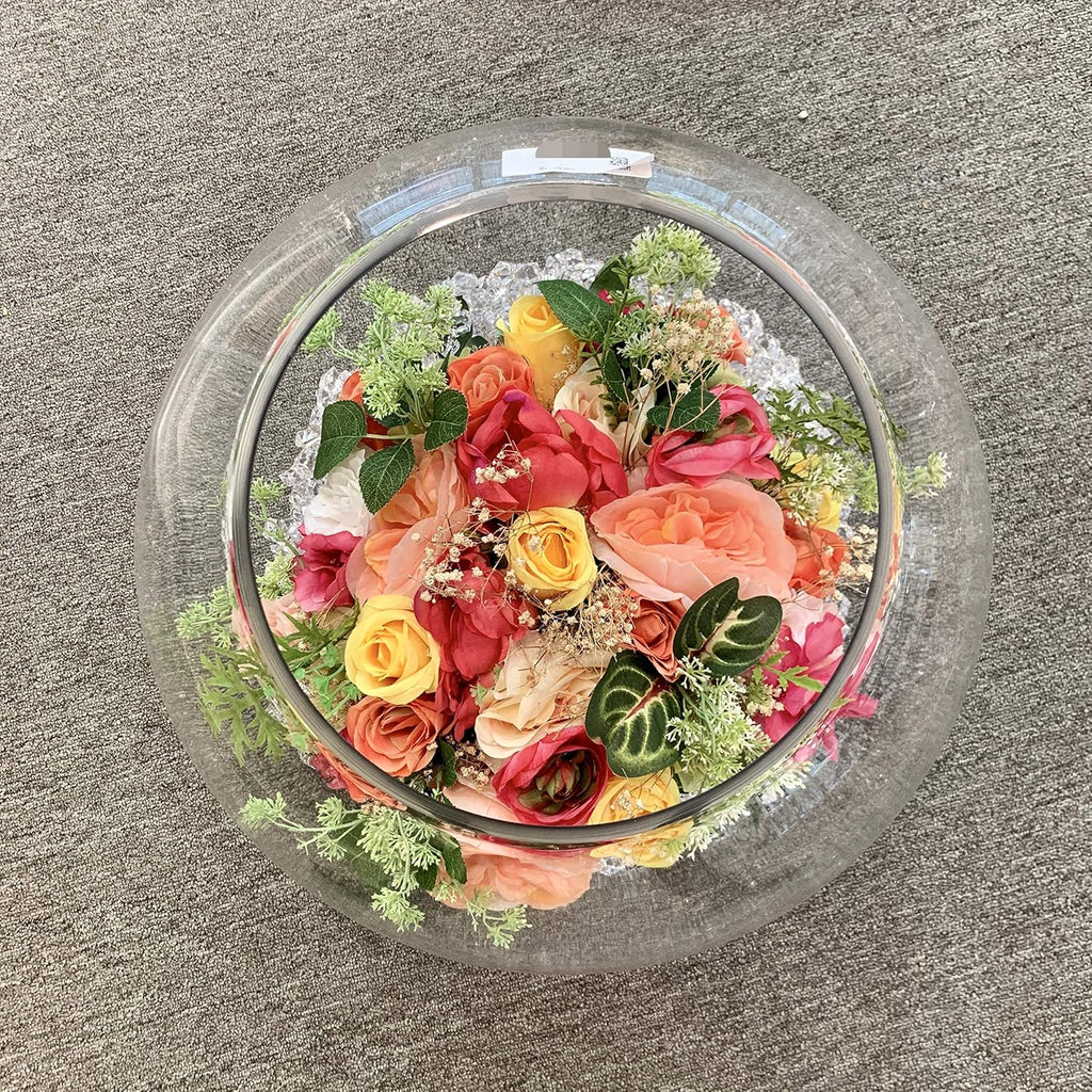 WGV Large Bowl Glass Vase, Diameter 19", Height 16", (Multiple Sizes Choices) Clear Huge Round Bubble Vase Jar, Floral Planter Terrarium for Wedding Event Home Decor, 1 Piece (VBW1916)