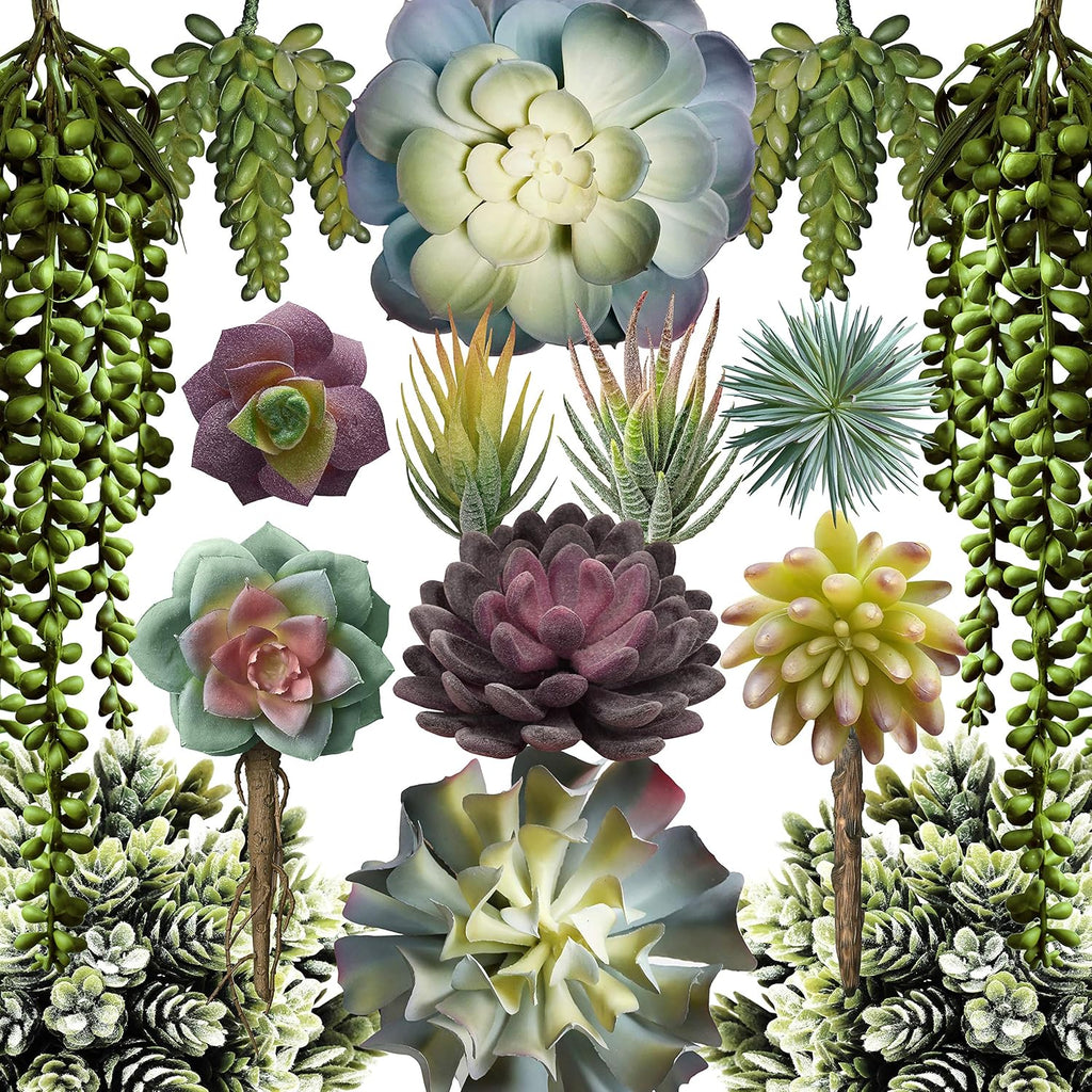 Artificial Succulents - 15 Pack - Premium Unpotted Succulent Plants Artificial - Realistic Textured Succulents - Fake Succulent Plants for DIY - Feaux Faux Cactus Plant Bulk