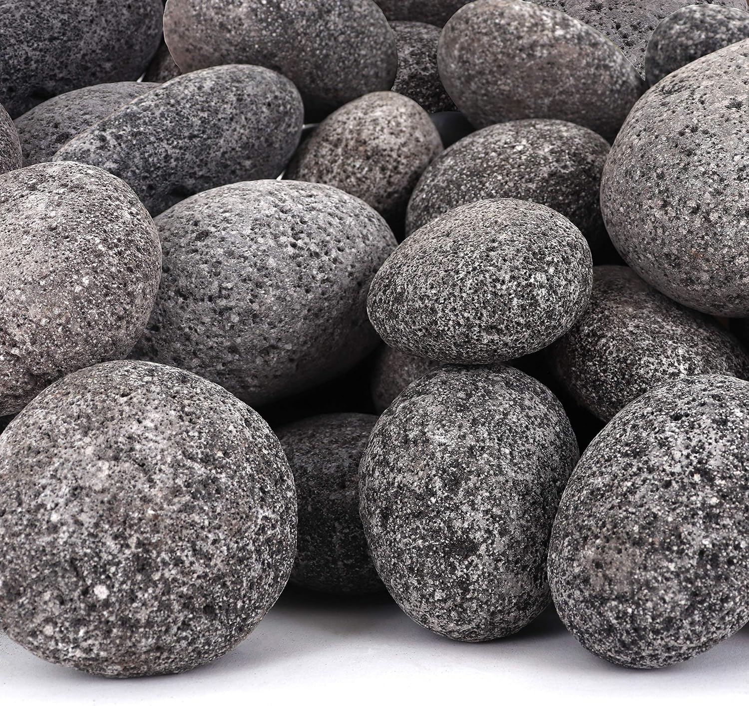 Tumbled Lava Stones - 25-Pound Black/Gray Lava Pebbles - 4" Volcanic Landscaping Rocks
