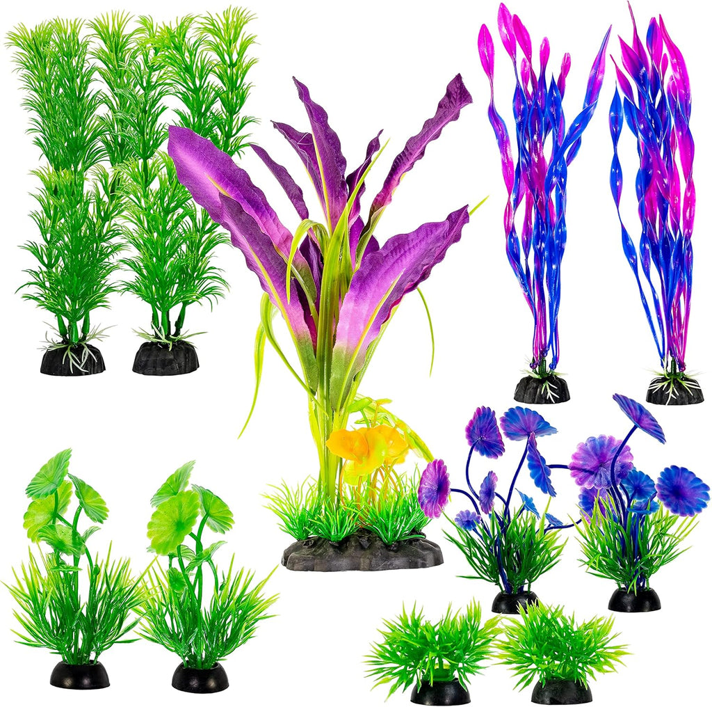 UNEAK Aquarium Plastic Plant Fish Tank XXL Decorations Medium/Large Resin Artificial Plants Flower Ornament Beta Goldfish Decoration Ornaments Freshwater & Saltwater Décor (Mix)