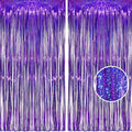 BRAVESHINE Purple Tinsel Foil Fringe Curtains - 2Pcs 3.2x8.2ft Metallic Streamers Backdrop for Christmas/Hunters/Girl/Women/Birthdays/Bridal Shower/Bachelorette/Anniversary/Engagement Party Decor