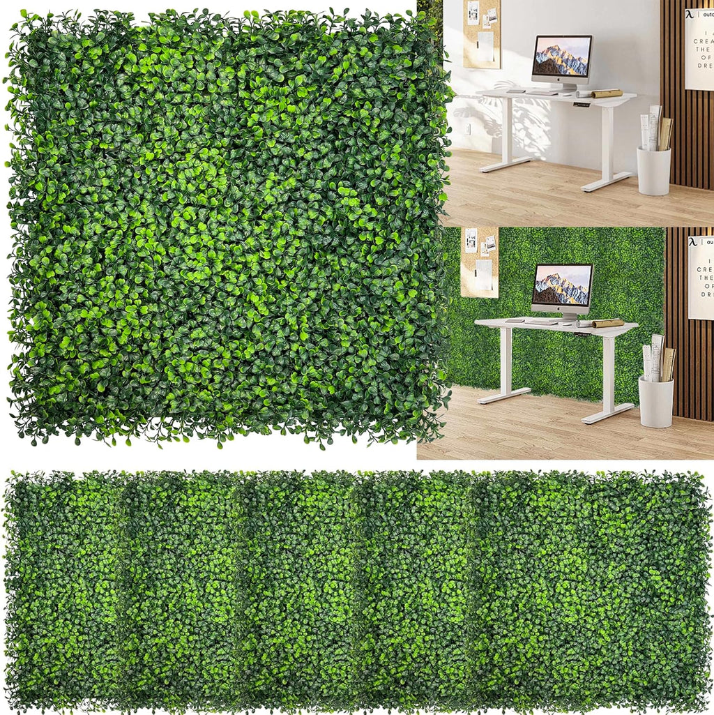Artificial Boxwood Panels: 20"x 20"(12P) UV-Anti Faux Grass Panels for Interior Wall, Greenery Backdrop,Garden and Indoor Outdoor Plant Wall&Fence Covering Privacy for Backyard Decor