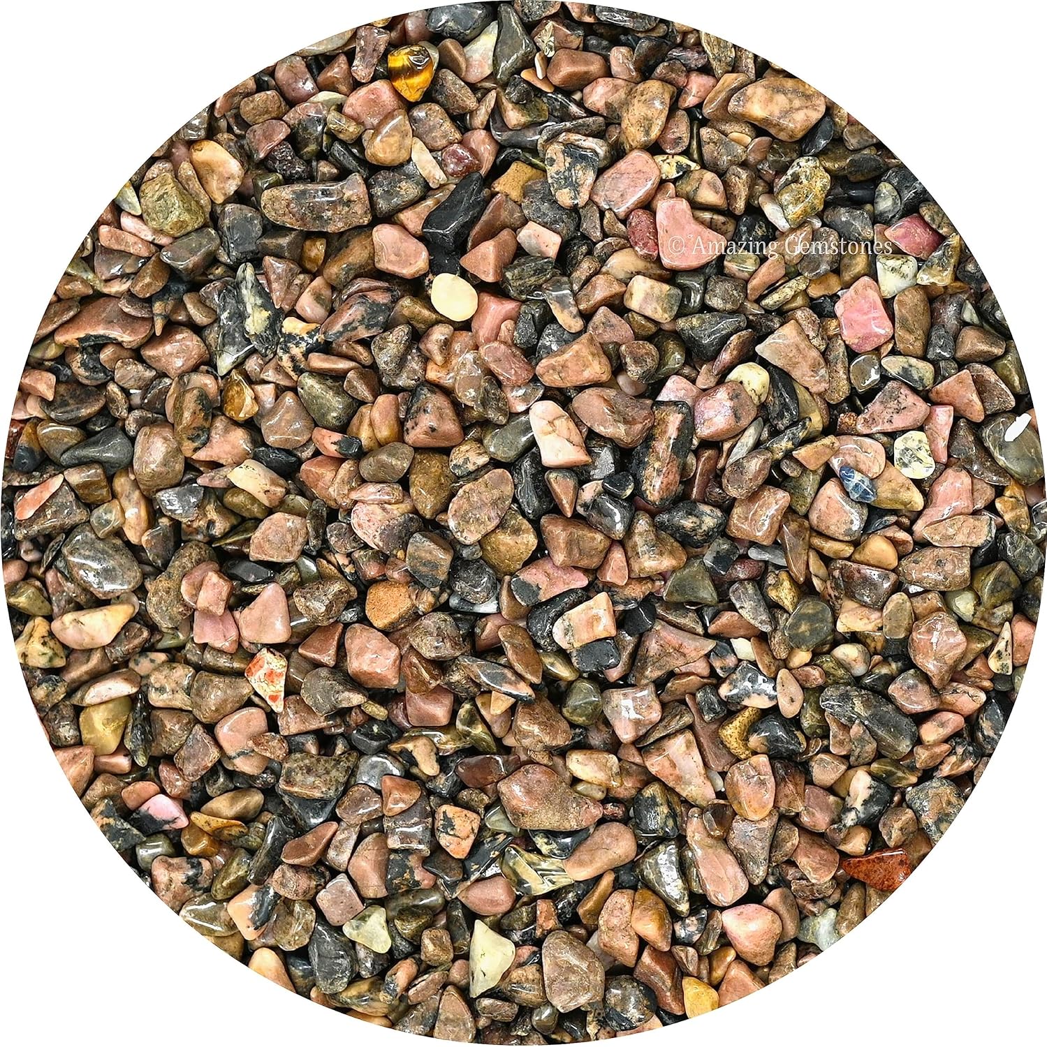 Amazing Gemstone Rhodonite Crystal Chips Aquarium Gravel Rocks - 1000+ Carat Bloodstone Chips Bulk Fish Tank Gravel, Small Tumbled Stone Chips and Tiny Crystals for Decoration (AAA Grade Gemstones)