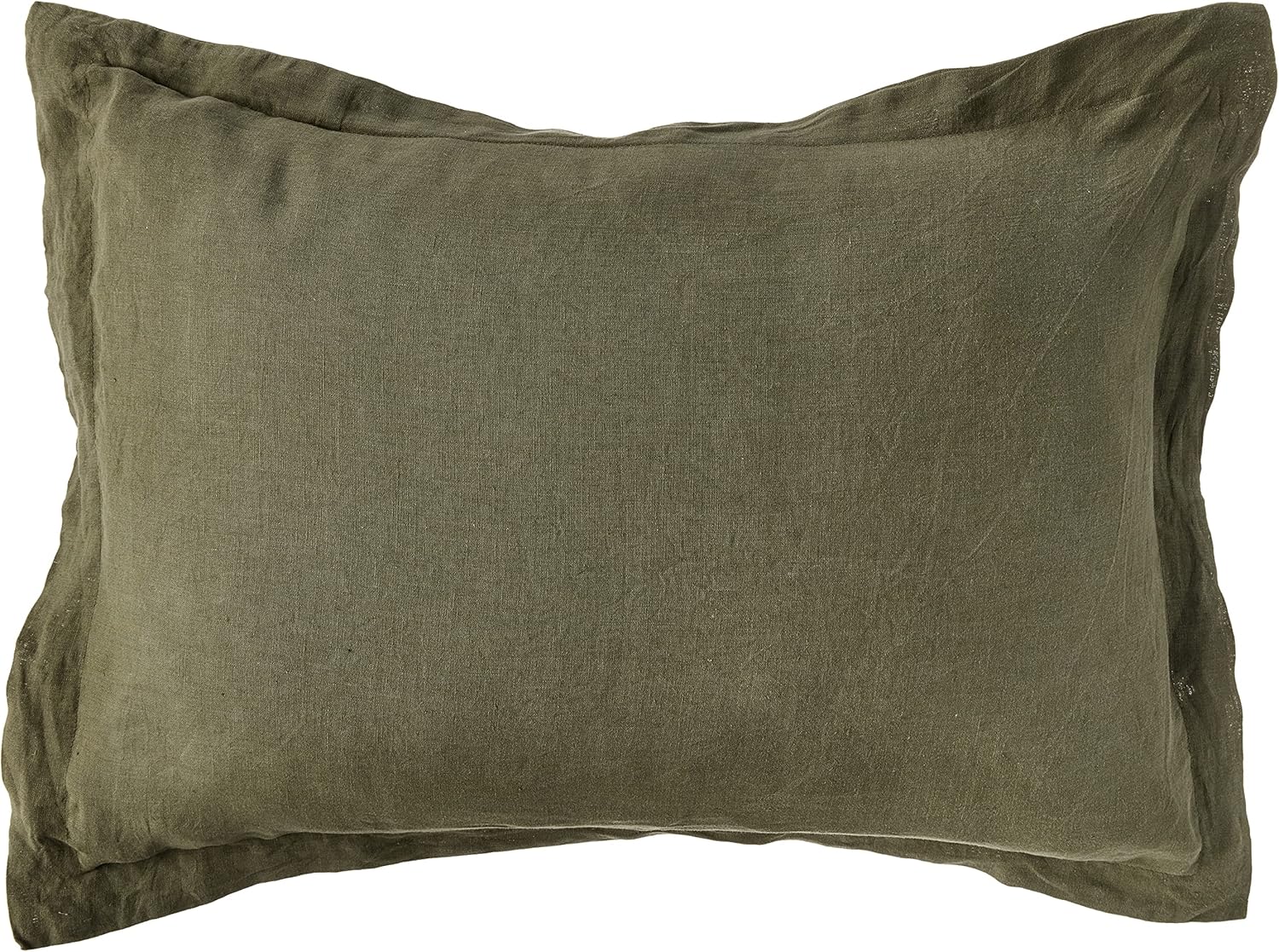 Brooklyn Loom Linen Duvets Olive Green Linen 3-Piece Full/Queen Duvet Set, Solid Color Themed, for Men and Women, Oeko-TEX Certified Confidence