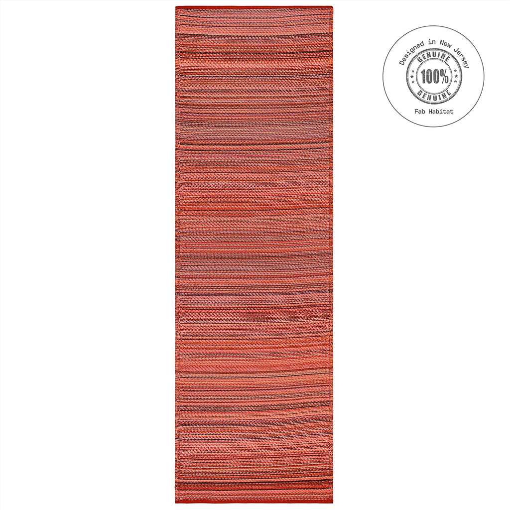 Fab Habitat Outdoor Rug - Waterproof, Fade Resistant, Crease-Free - Premium Recycled Plastic - Striped - Porch, Deck, Balcony, Hallway, Poolside - Cancun - Sunset - 2.5 x 8 ft Runner