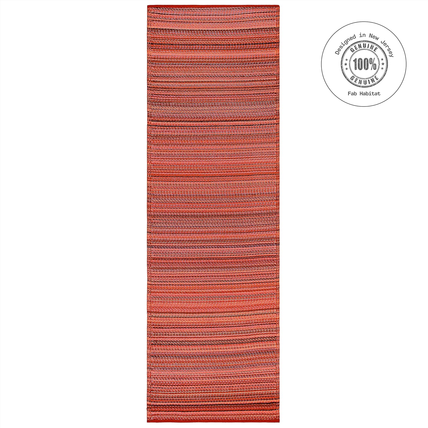 Fab Habitat Outdoor Rug - Waterproof, Fade Resistant, Crease-Free - Premium Recycled Plastic - Striped - Porch, Deck, Balcony, Hallway, Poolside - Cancun - Sunset - 2.5 x 8 ft Runner