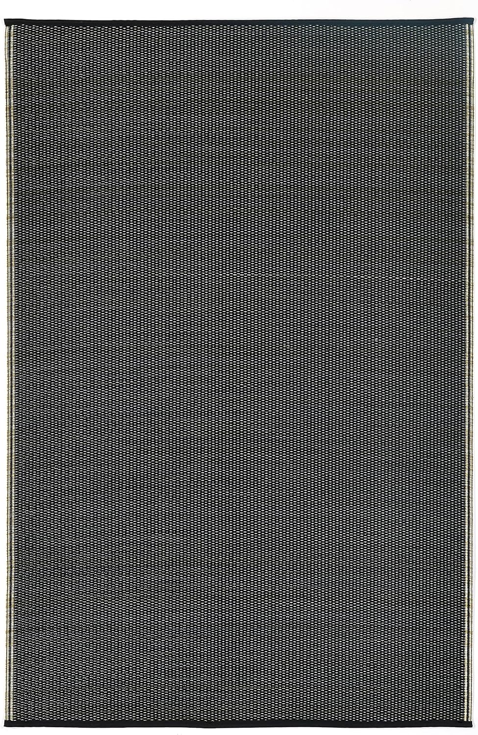 Fab Habitat Outdoor Rug - Waterproof, Fade Resistant, Crease-Free - Premium Recycled Plastic - Neutral Striped - Large Patio, Deck, Sunroom, Camping, RV - Cancun Shadow - Sand & Black - 6 x 9 ft