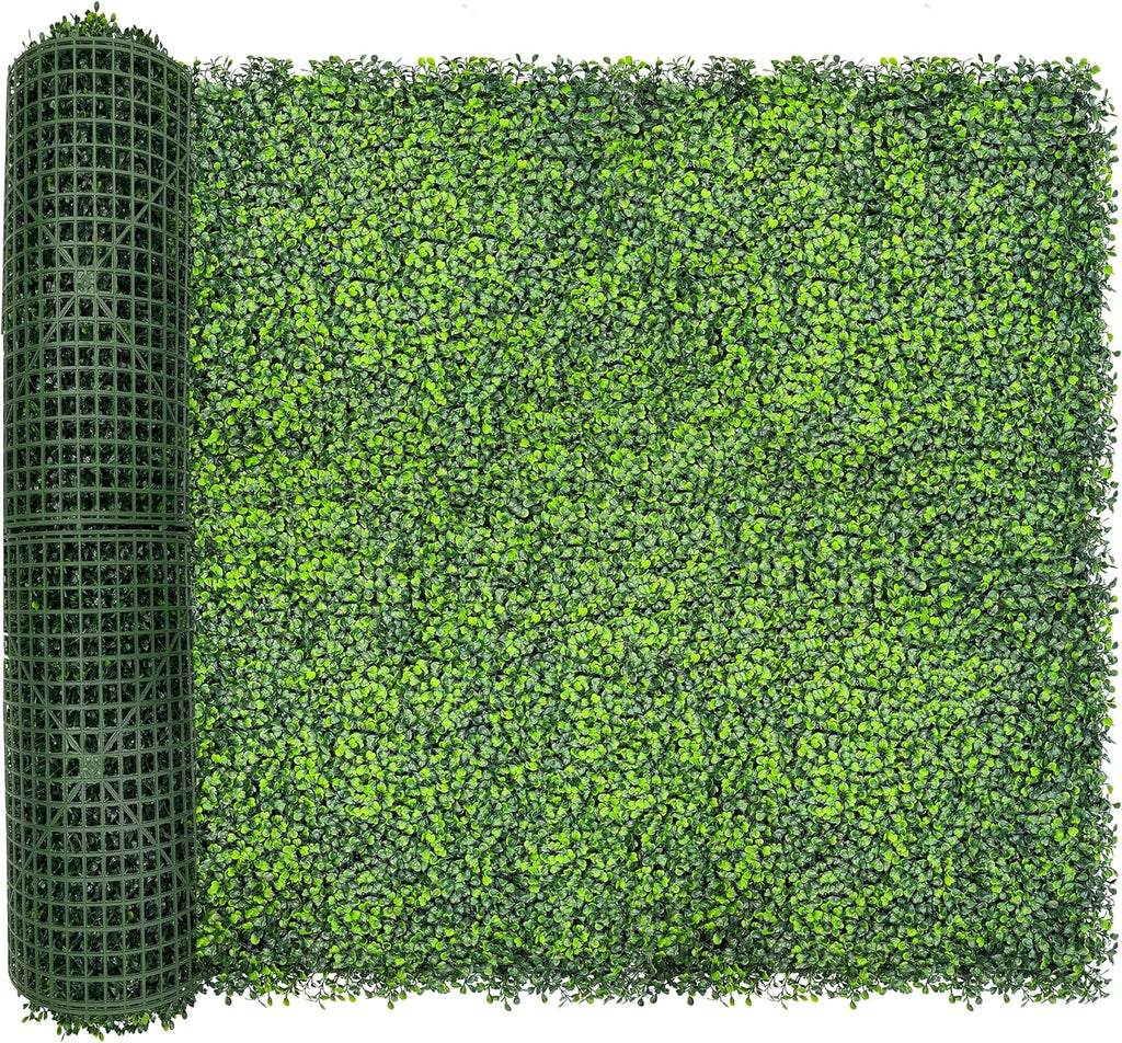 Artificial Ivy Privacy Fence Screen,128"x 48" (43 SQFT) UV-Anti Faux Boxwood Roll Grass Wall Panels for Patio Balcony Privacy, Garden, Backyard Greenery Wall Backdrop Decor