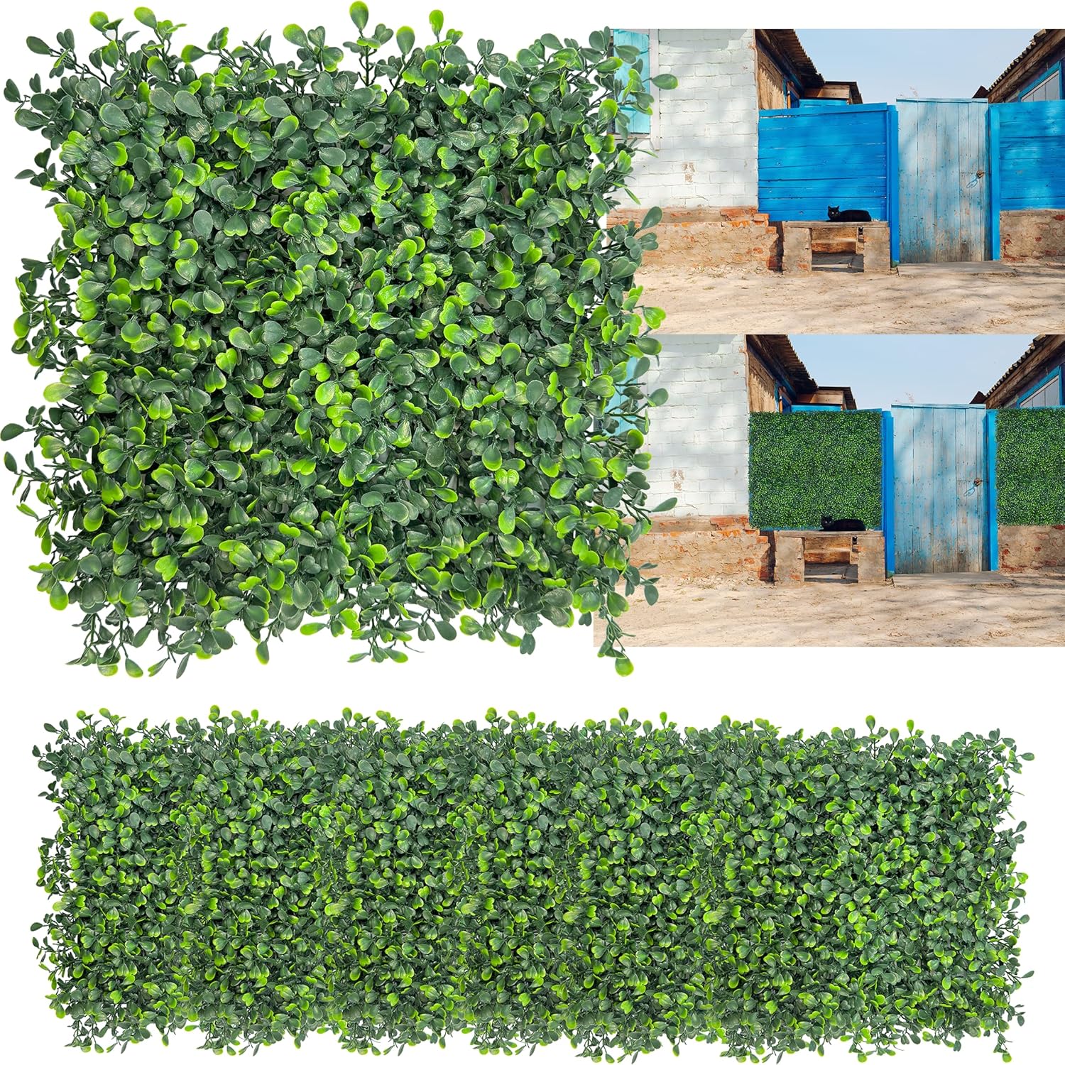 Artificial Grass Wall Backdrop,10"x 10"(16P) UV-Anti Boxwood Faux Green Wall Panels for Interior, Greenery,Garden and Indoor Outdoor Fake Plant Decor