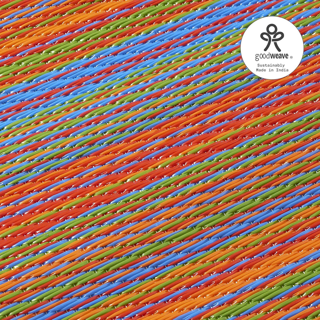 Fab Habitat Outdoor Rug - Waterproof, Fade Resistant, Crease-Free - Premium Recycled Plastic - Striped - Porch, Deck, Balcony, Mudroom, Laundry Room, Patio - Cancun - Multicolor - 3 x 5 ft