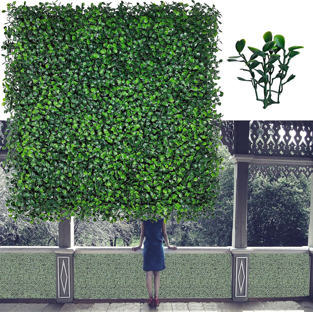 Artificial Grass Wall Panels,20X20 in 6P UV-Anti Greenery Boxwood Panels for Indoor Outdoor Green Wall Decor & Ivy Fence Covering Privacy